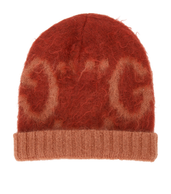 Gucci Jumbo GG Beanie, Mohair, Red, Sz L, MII, 3*